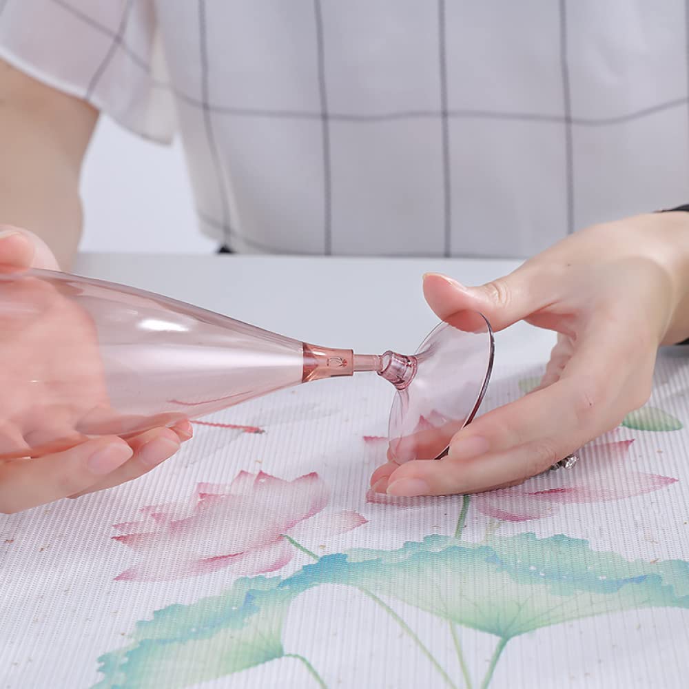 Weingläser und Champagnergläser aus Kunststoff, tragbare und Wiederverwendbare Stielgläser mit Aufbewahrungsflasche. Perfekt für Picknick, Party und Camping | 5er-Set | Rosa