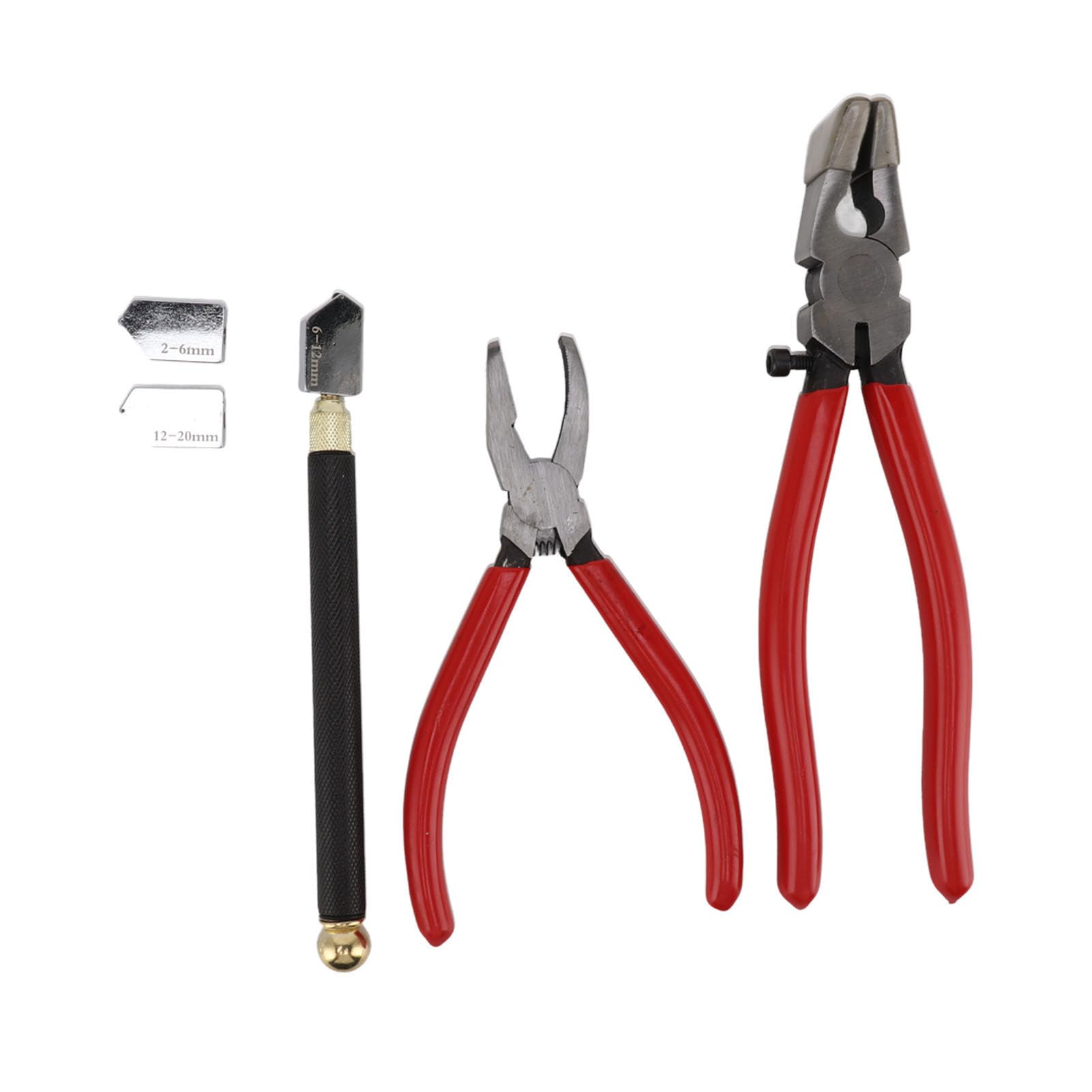 Kit de Herramientas para Cortar Vidrio con Alicates Rompedores, Alicates para Correr de Vidrio con Mandíbula Curva, Bolígrafo Cortador de Vidrio y 2 Cuchillas, para Vidrieras