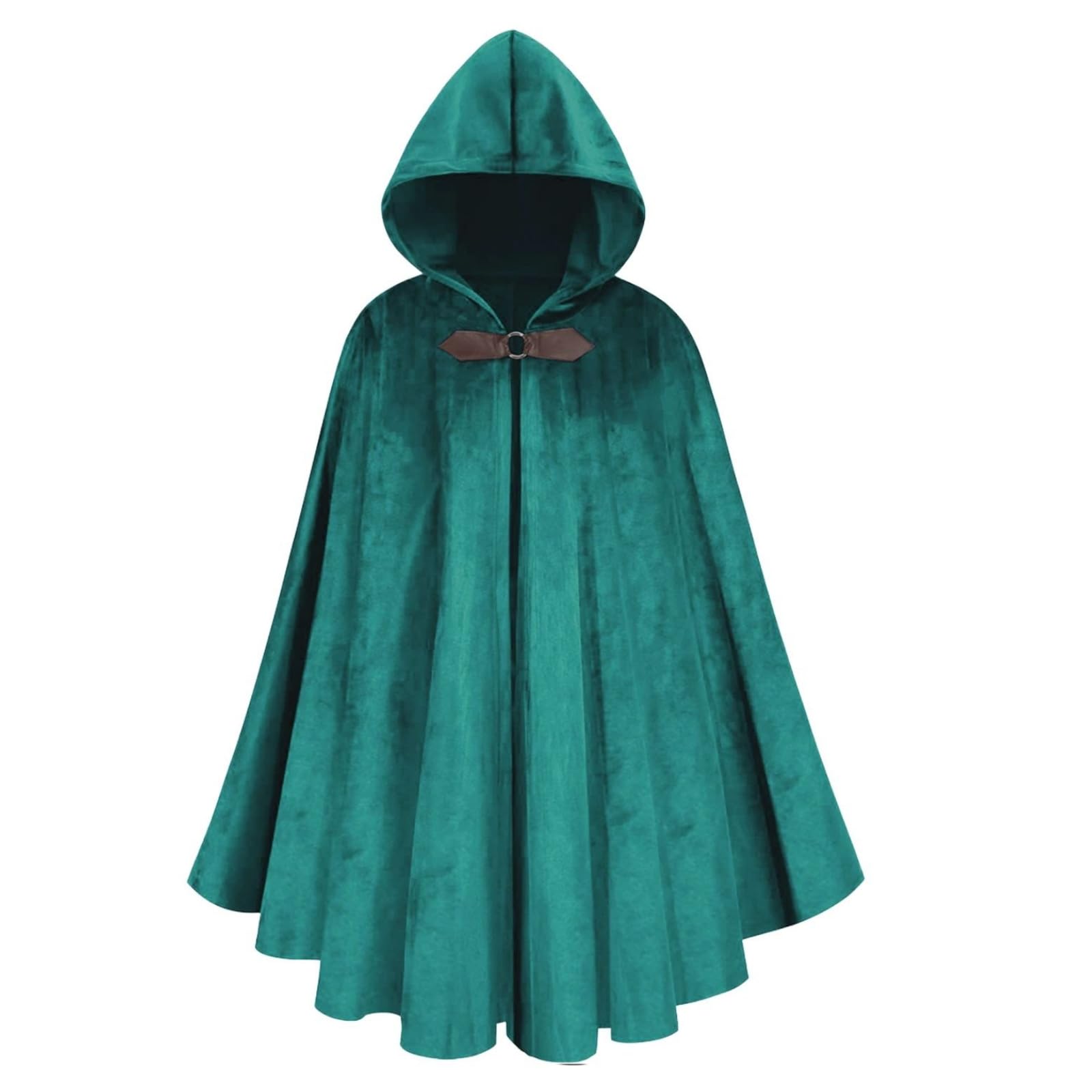 RRCBMD Mens Renaissance Medieval Hooded Cloak Victorian Steampunk Costume Cosplay Lake blue-100CM