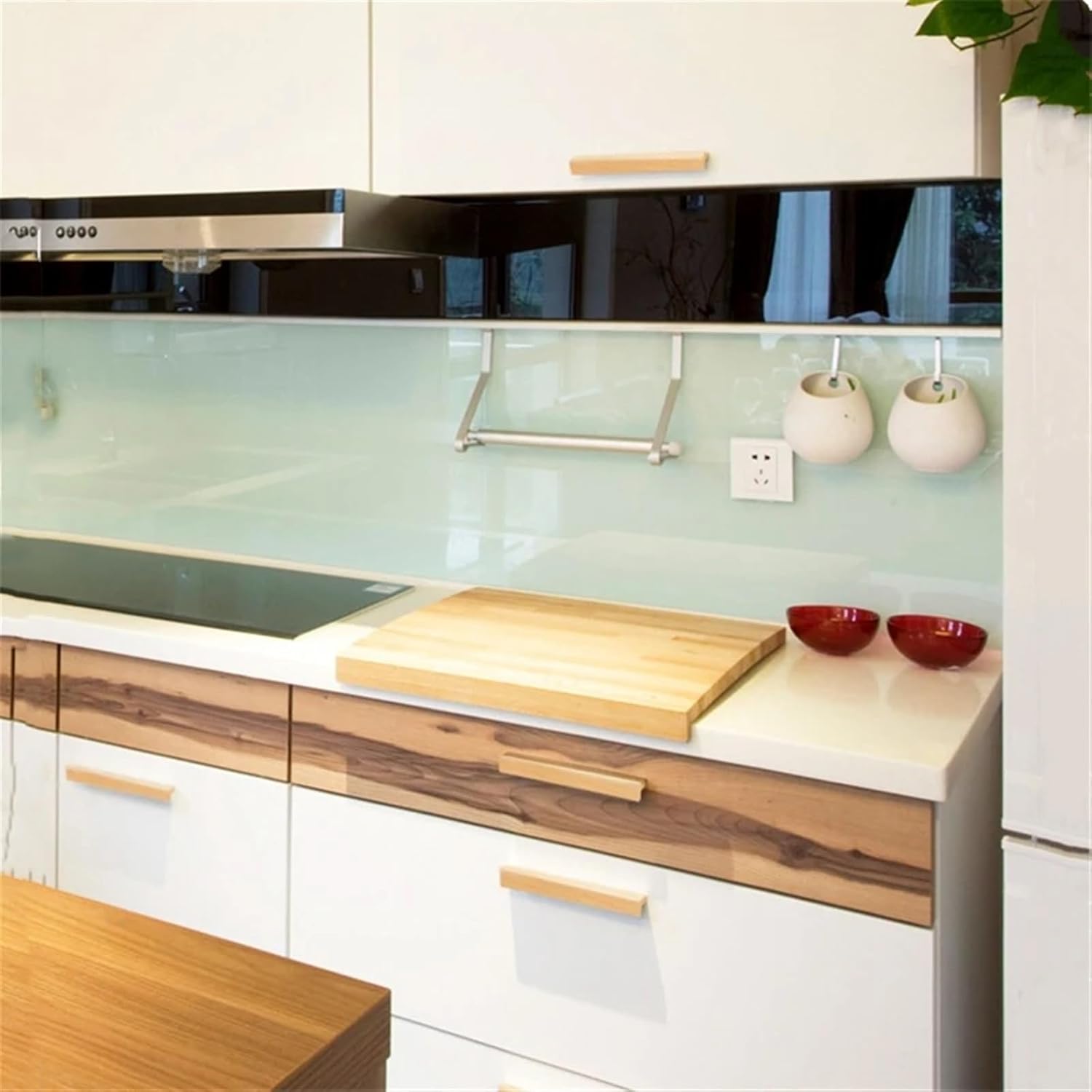 Solid Wood Cabinet Door Handles Log Wardrobe Drawer Door Knobs Wooden Handles for Furniture Hardware 1Pcs (Color : Black walnut-192mm)