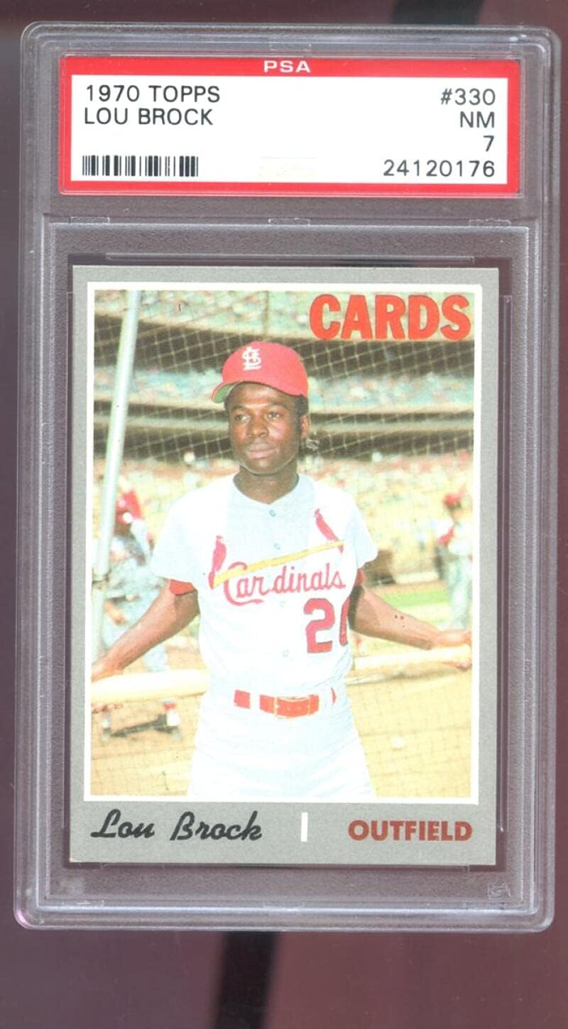 1970 Topps #330 Lou Brock St. Louis Cardinals NM PSA 7 Graded Baseball Card