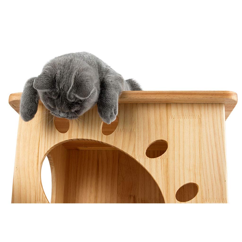 ZAW Kratzbaum Cat Klettergerüst Katzentoilette Baum Verkratzen Spalte Katze-Spielzeug Jumping-Plattform Multi-Layer-Massivholz-Katzenbedarf Katzenbaum Kratzbäume (Color : Wood Color)