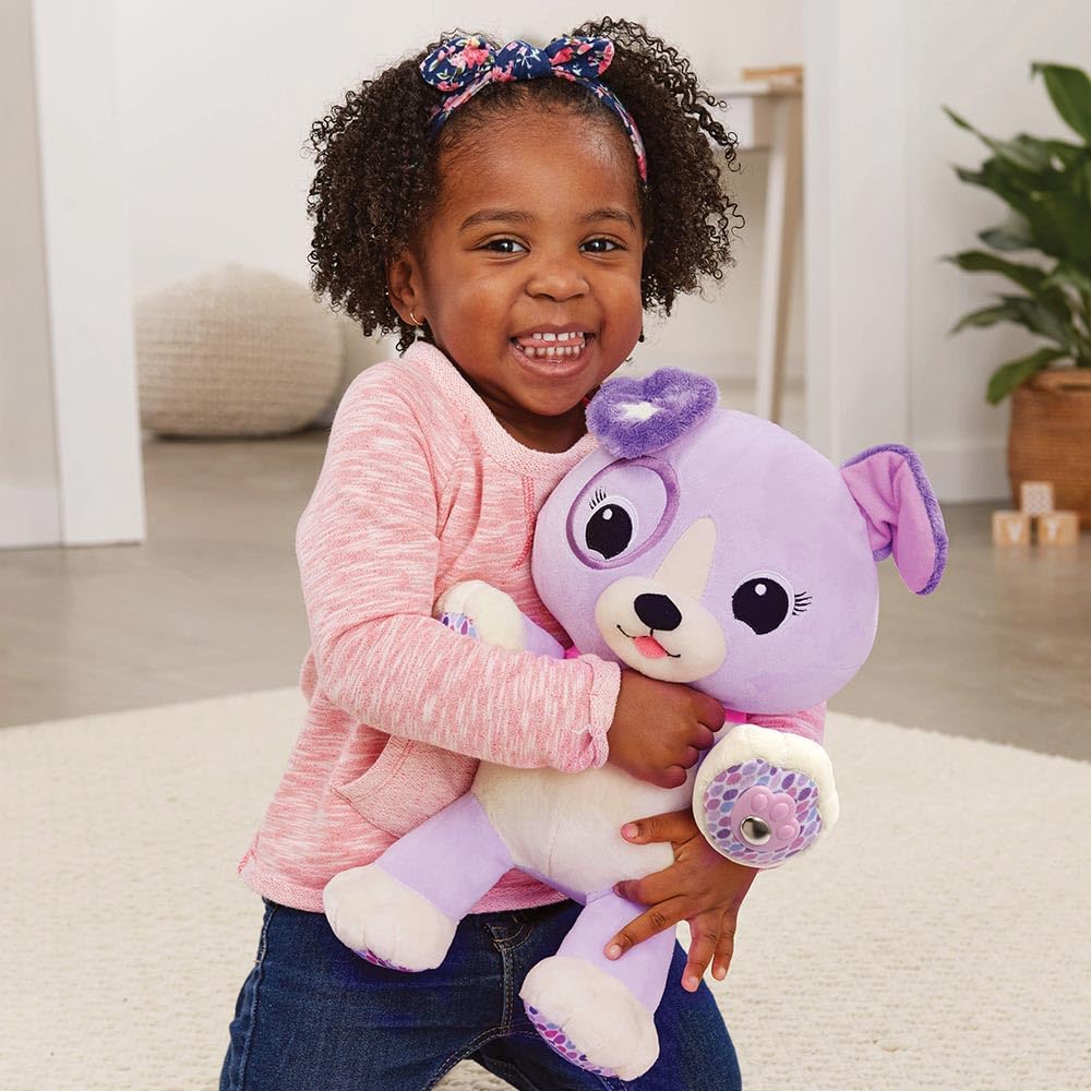 VTech - Violette, Mon Amie Pattes Magiques, Peluche Bébé Sensorielle et Musicale, Chien Interactif, Doudou Personnalisé avec Prénom, Cadeau Enfant Dès 1 an - Contenu en Français