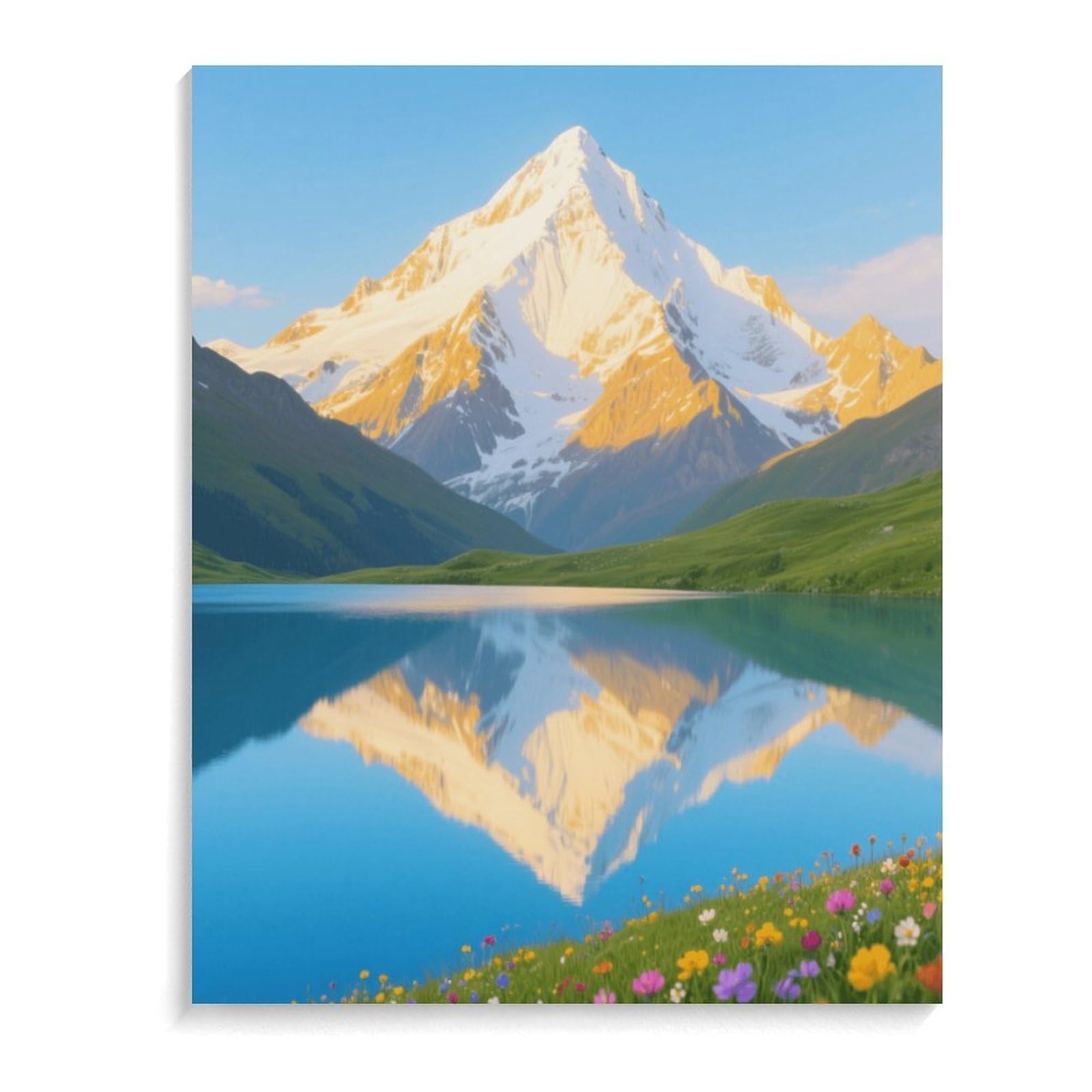 KOAYUBFC Malen nach Zahlen mit Schneebedeckten Bergen und Seen, Malen-nach-Zahlen-Set für Erwachsene, Anfänger, Erwachsene, Malen nach Zahlen, Kits auf Leinwand, DIY-Acryl-Ölfarben, Gemälde mit