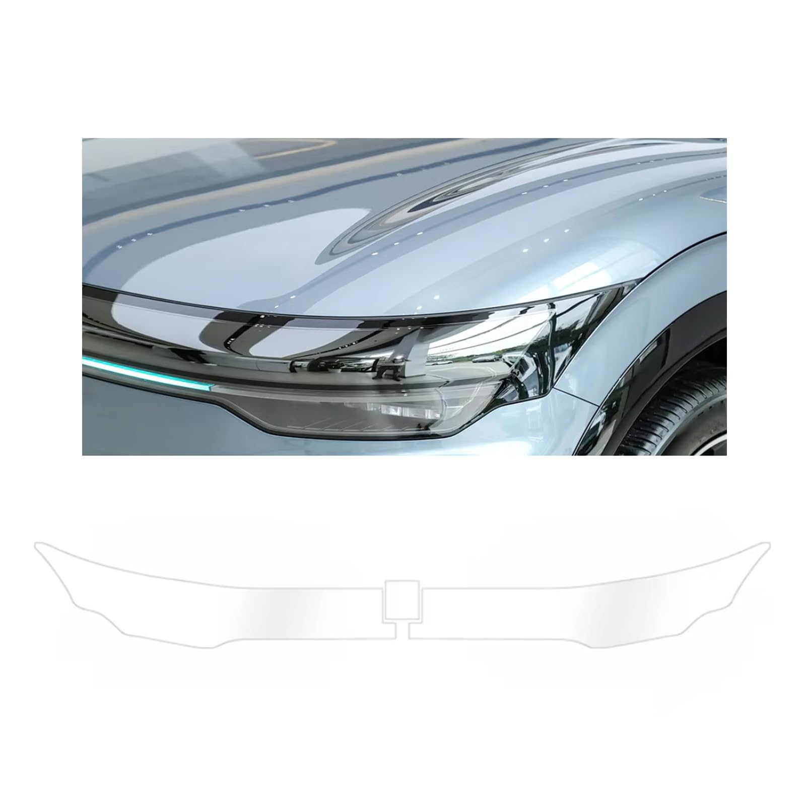 Headlight Film for ZEEKR 7X 2025-2026, 1Set Transparent/Smoke Black Car Headlight TPU Protective Film