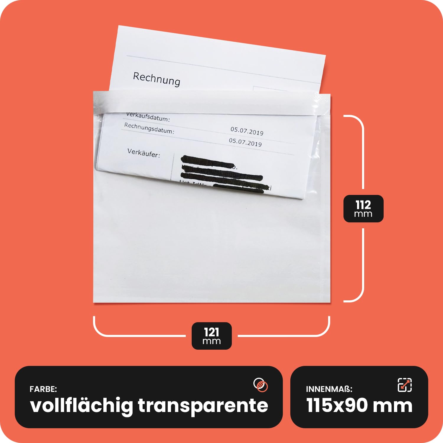 Netuno 1000 buste trasparenti portadocumenti piccole C7 12,1 x 11,2 cm bustine porta documenti adesive per pacchi biglietti di consegna fatture lettere di vettura bolle polizza di carico