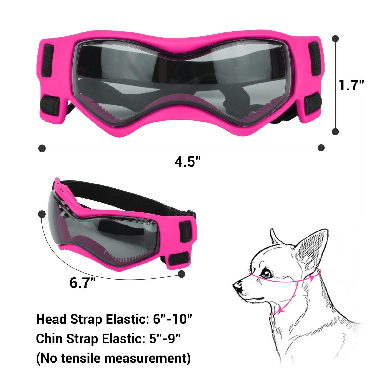 Namsan Gafas para perros de razas pequeñas, protección UV para perros pequeños, lentes de sol para cachorros, resistentes al viento, a prueba de polvo, protección ocular para conducir, ajustables