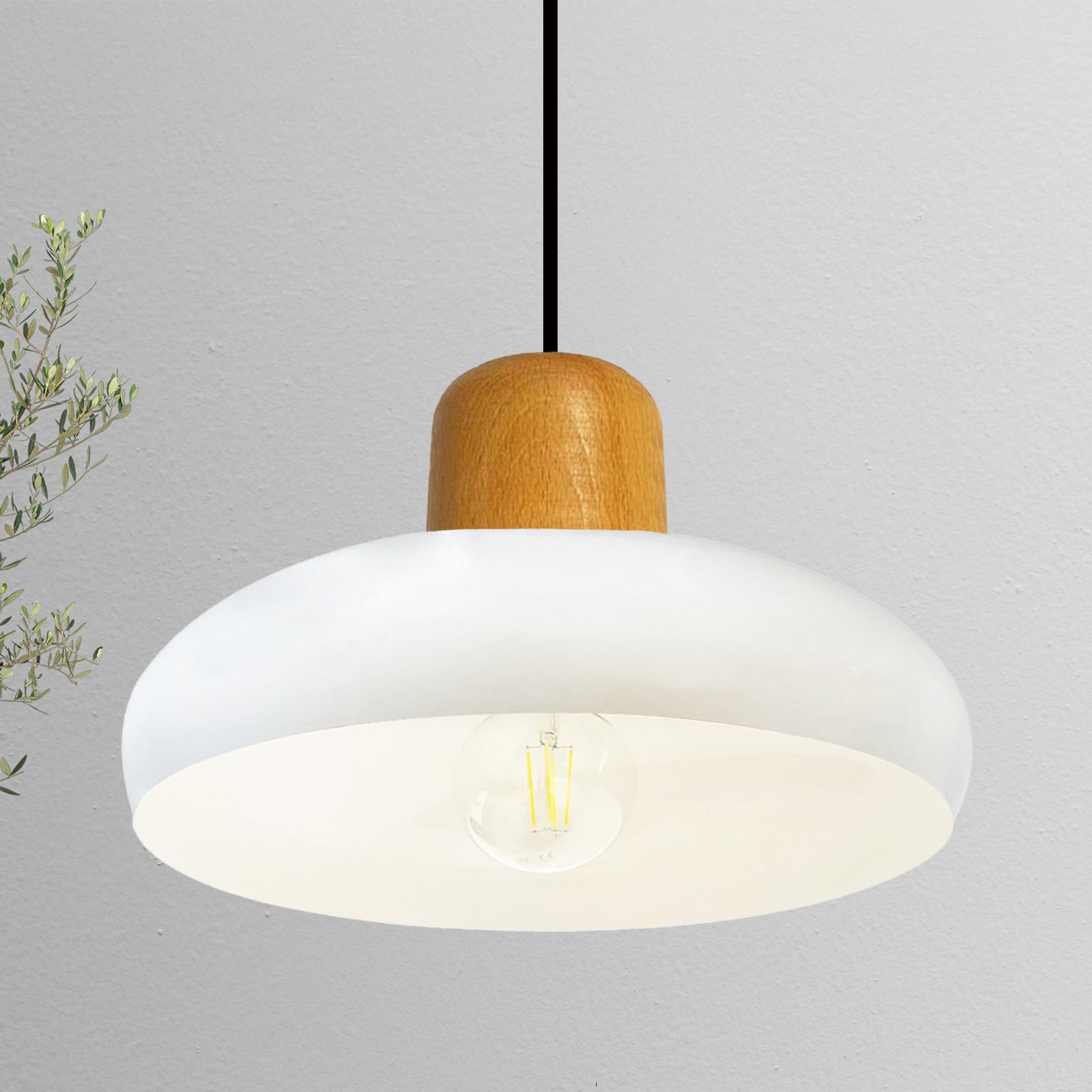 bamyum Androa Industrial Ceiling Light Ø40 cm Metal Ceiling Lamp Lighting Fixture Mid Century Modern Lamp Modern Chandeliers Vintage Light, White — image 1