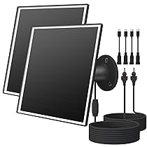 Caricatore a pannello solare da 6 W per telecamere di sicurezza esterne, DC 5 V, impermeabile IP65. Micro USB, USB-C, DC (35 x 135) Adatto per eufy, wyze, ring camera, cavo da 10 piedi, sistema di