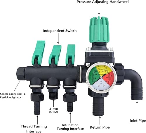 Miniatura 2 de Mumusuki Divisor de manguera de jardín de 3 vías, válvula de cierre de control de rociador agrícola, conector de manguera divisor de agua para