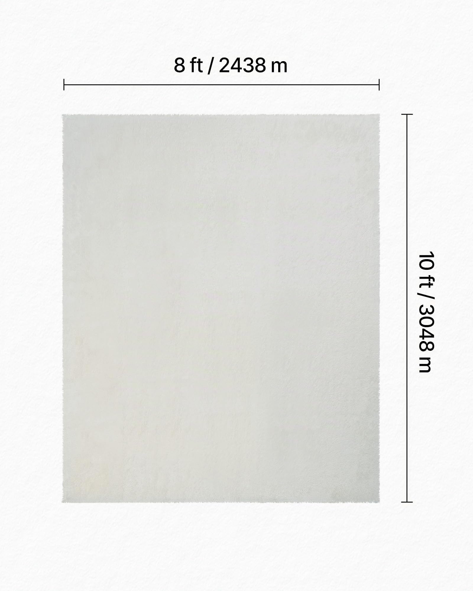 VEVOR Tapis Salon Chambre Poil Long 2,44 x 3,05 m Tapis Moderne de Décoration Intérieur Rectangulaire Antidérapant Peluche Moelleux Doux Épais Non Tissé pour Salon, Chambre à Coucher, Blanc Ivoire