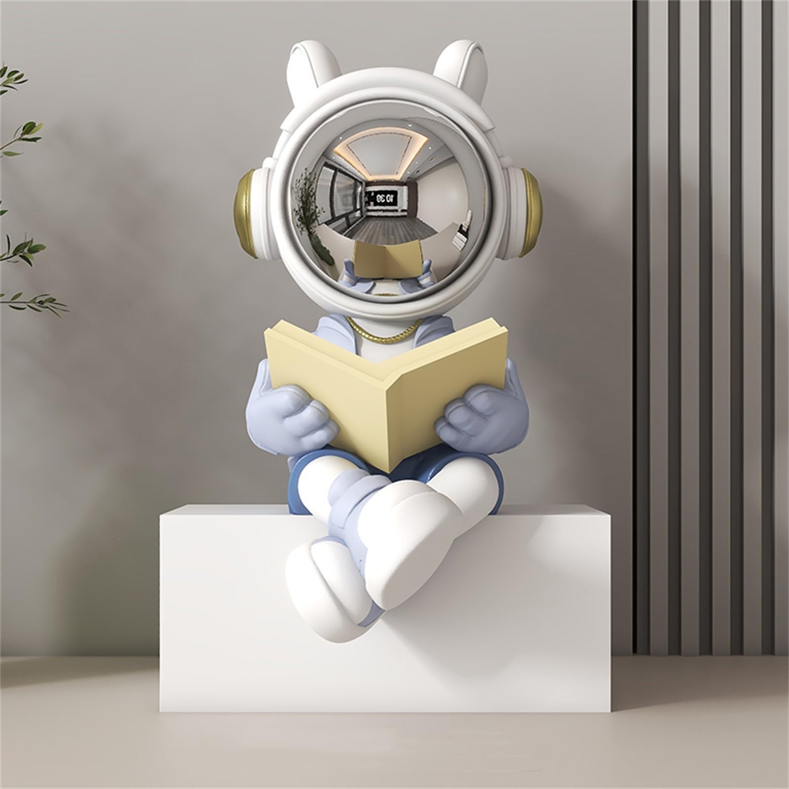 CHUOZI Astronaut Statue Spaceman Sculpture Figure Decor Home Living Room,Office,Desktop,Bookshelf Decorations (Reading (Orange) Without Base)