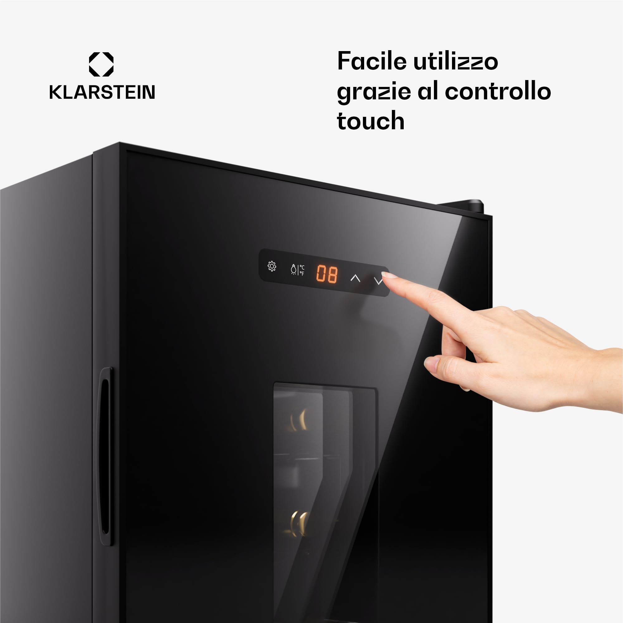 Klarstein Cantinetta Vino Refrigerata a Zona Singola per Interno-Esterno, Frigo Bar, Cantina Vino con Porta in Vetro, Mini Frigo Silenzioso, Frigorifero Piccolo, Illuminazione LED, 5-22°C 16 Bottiglie