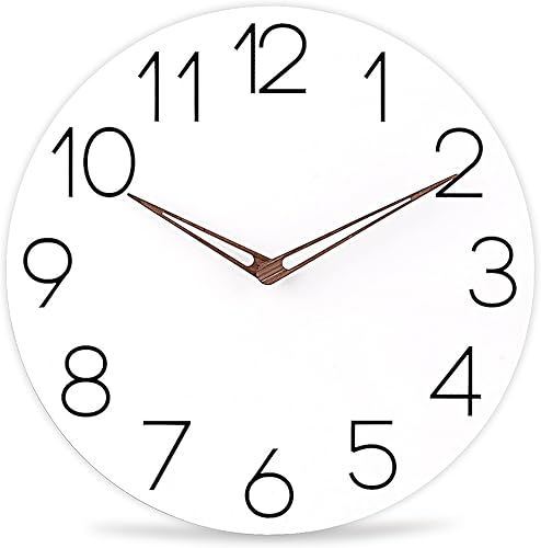 Miniatura 1 de Reloj de pared  Reloj de pared moderno y silencioso analógico redondo simple silencioso de cuarzo de 12 pulgadas, reloj de pared de madera sin