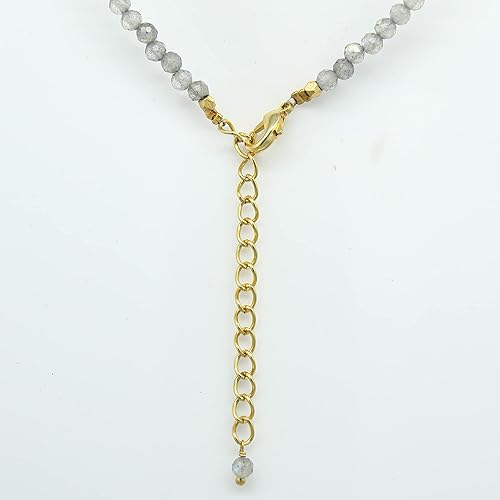 Miniatura 8 de Gempires Natural Black Tourmaline 3.5 mm Beads Necklace, Protects & Bring Luck, 14k Yellow Gold Plated With 18 + 2 Inch Adjustable Chain (Black