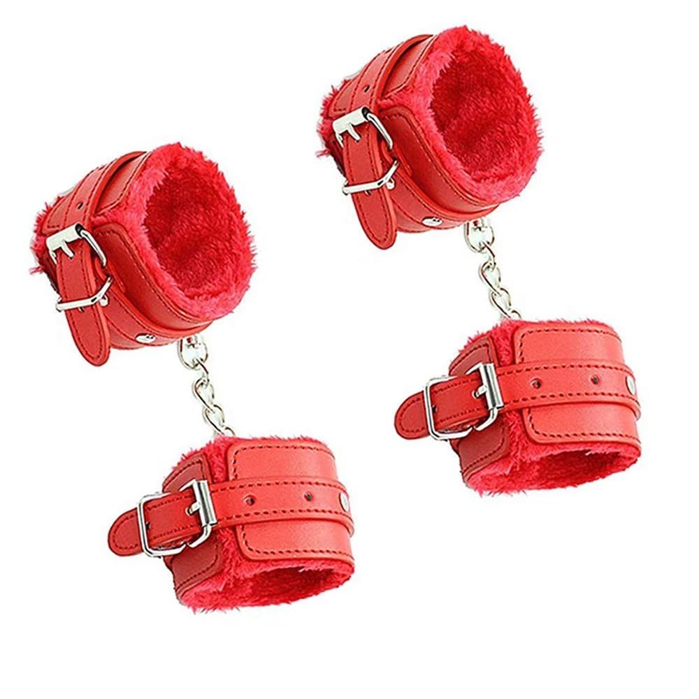 Wrist Ankle Weights Adjustable Workout Weights for Yoga, Walking Fluffy Handcuff Bracelet Set - Soft and Plush Handcuff Wrist and Ankle Cuffs with Leather for Home Bedroom Workout