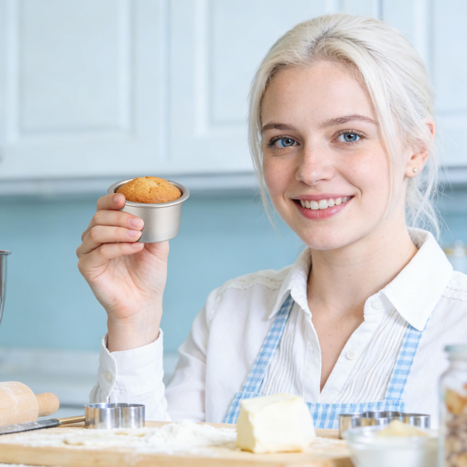 4stücke Teiliges Kuchenform Aluminiumlegierung mit Abnehmbarem Boden Antihaftbeschichtete Kleine Runde Backform für Käsekuchen Quiches und Desserts Leicht zu Reinigen