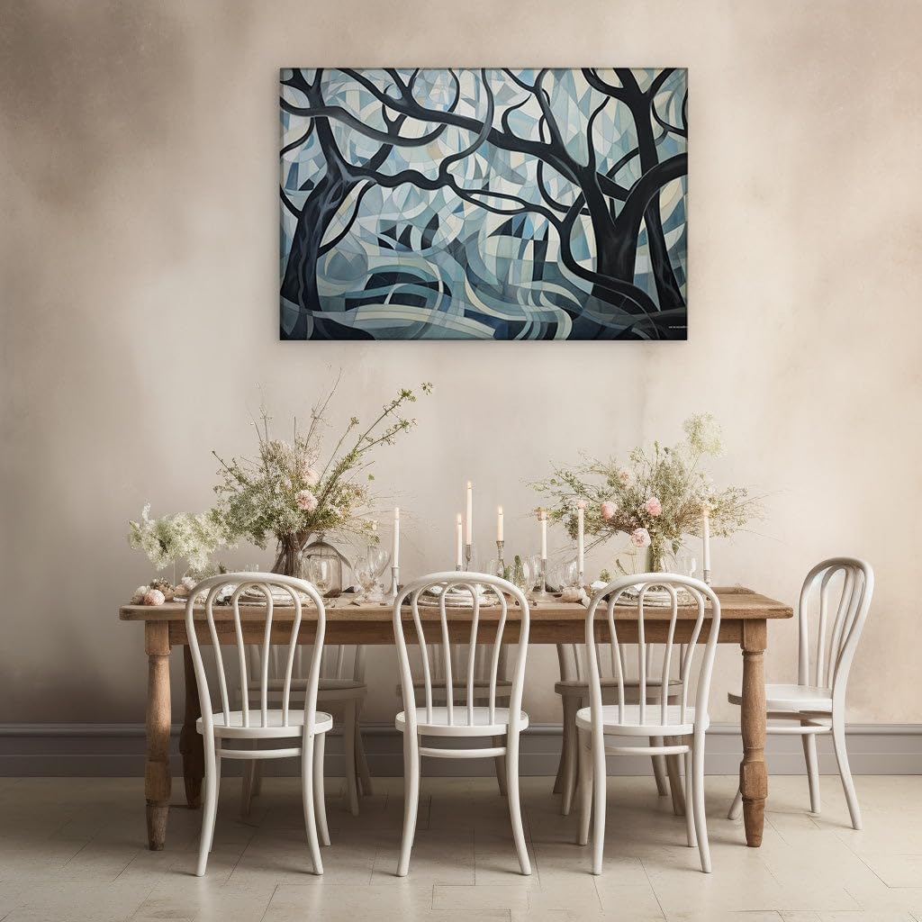 Canvas for Living room. Whispering Woods: An Abstract Vista of Mystique and Contemplation, 27 x 18 inch Canvas Wall Art - Contemporary Masterpieces - Modern Home Decor