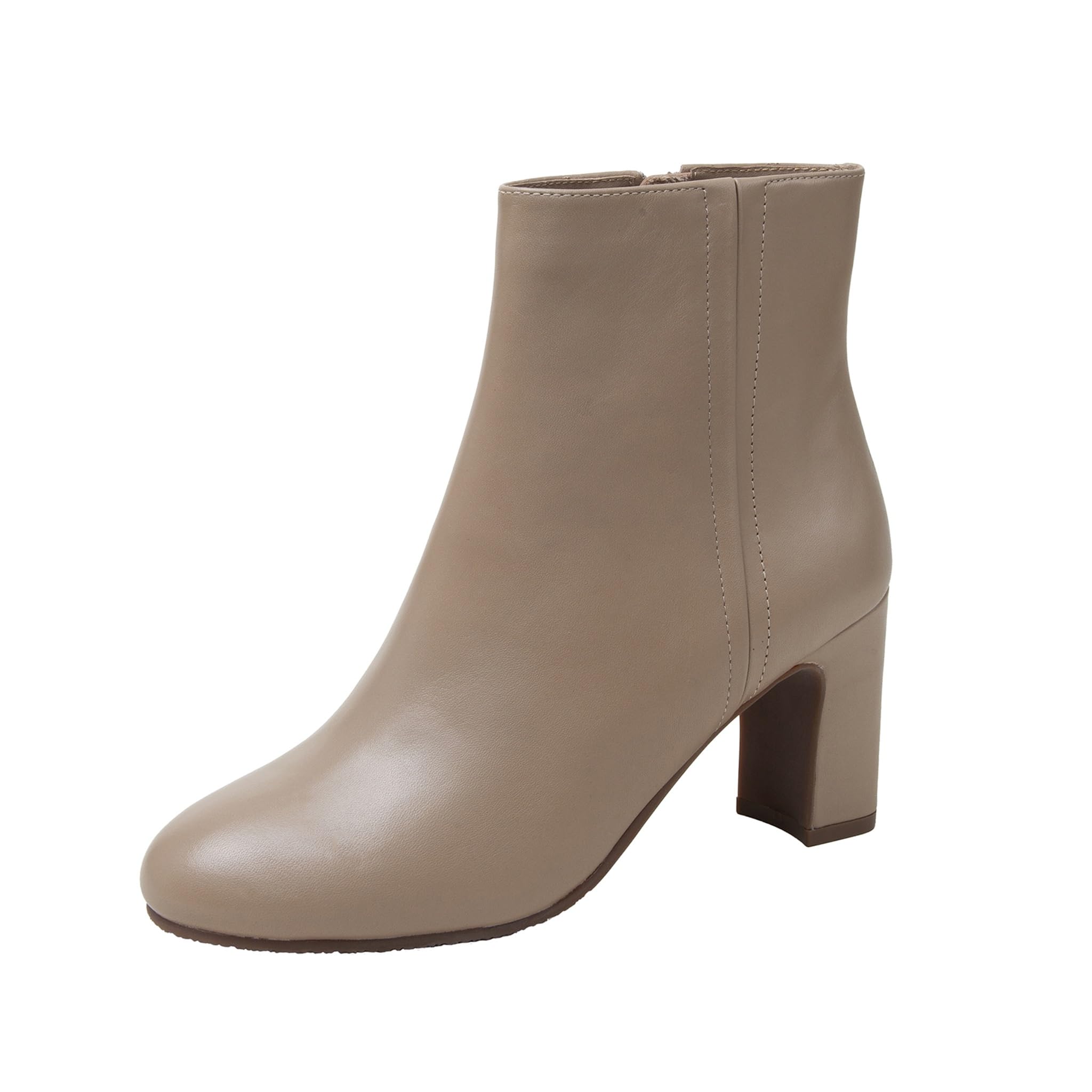 Linea Paolo - WYLDA - Womens Leather Round Toe Mid-Height Heel Ankle Boot
