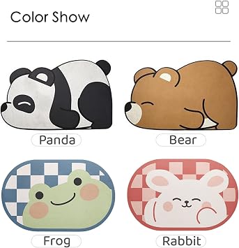 Super Absorbent Bath Mat - Cute Cartoon Anti-slip Entrance Mat, Quick-drying Cushion for Bathroom Floor and Shower (40x60cm, Bear)