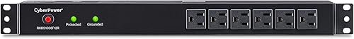 CyberPower RKBS15S6F12R Protector contra sobretensiones para barra de raqueta, 120V15A, 18 tomas, cable de alimentación de 15 pies, montaje en rack
