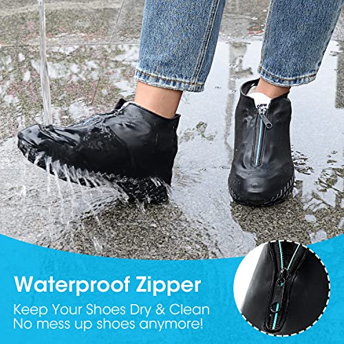 Silicone Shoe Cover Waterproof, Reusable Boot Shoes Covers With Zipper,Non Slip Rain Snow Bowling Travel Indoor Outdoor Overshoe Rubber Protectors For Men Women Kids Protection Galoshes-1 Pair-Black,L #TOP2