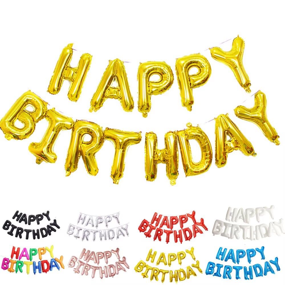 Happy Birthday Balloon Set Golden, HAPPY BIRTHDAY Letter Aluminium Foil Balloons for Birthday Party Decorations — image 1