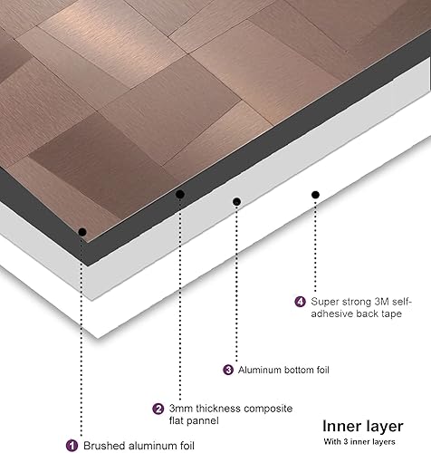 Miniatura 5 de YMMXGE Panel de 8 hojas de metal para despegar y pegar, para cocina, panel autoadhesivo de mosaico de aluminio 3D de 11.81 x 11.81 x 0.12 pulgadas