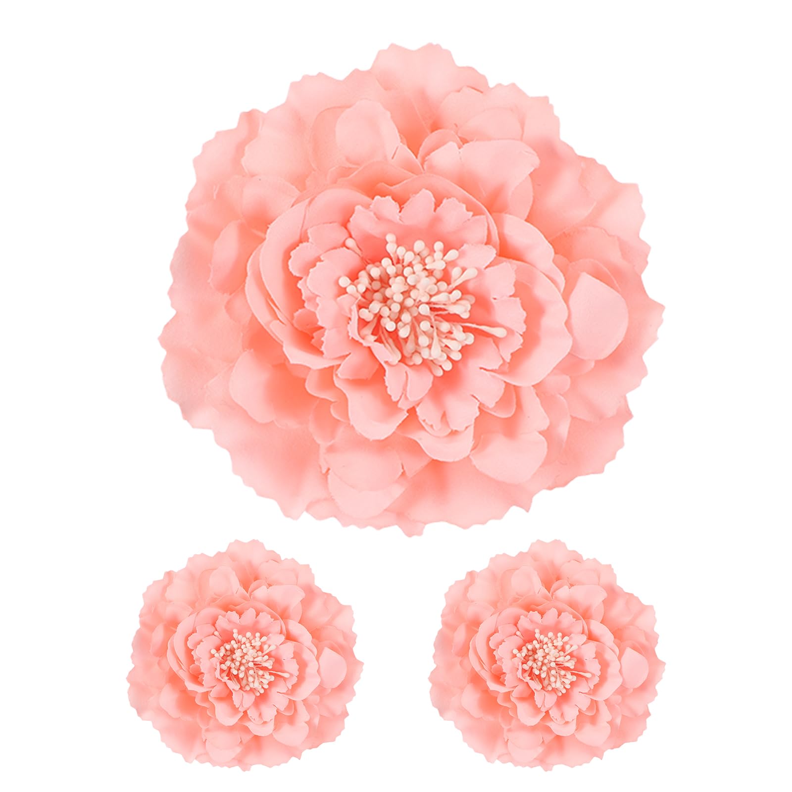 Pince à cheveux pivoine rose en tissu lot de 3 pour mariage et coiffure de fête
