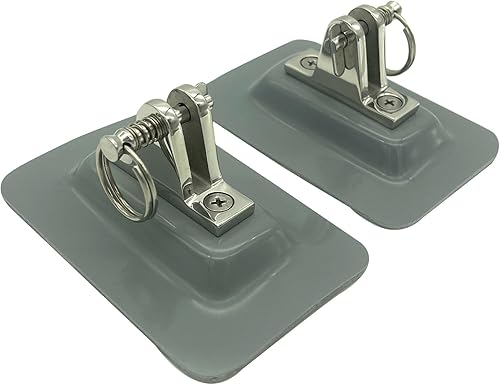 Miniatura 8 de DSCRAFT Bisagra de cubierta superior de acero inoxidable 316 BiminiTop Hardware de montaje con base de fibra de vidrio Juego de 2 piezas para barco