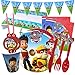 Yisscen Juego de Vajilla para Fiesta 82 piezas,Paw Dog Patrol Decoración de Cumpleaños,Vajilla de Cumpleaños para Niños,Decoración de Mesa Platos,Tazas,Servilletas,Manteles