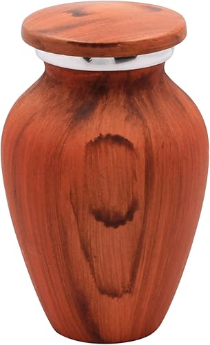 Miniatura 8 de Paquete de 4 urnas de cremación de recuerdo con acabado de madera para cenizas, urnas de aluminio con acabado de madera pintada, capacidad de 3