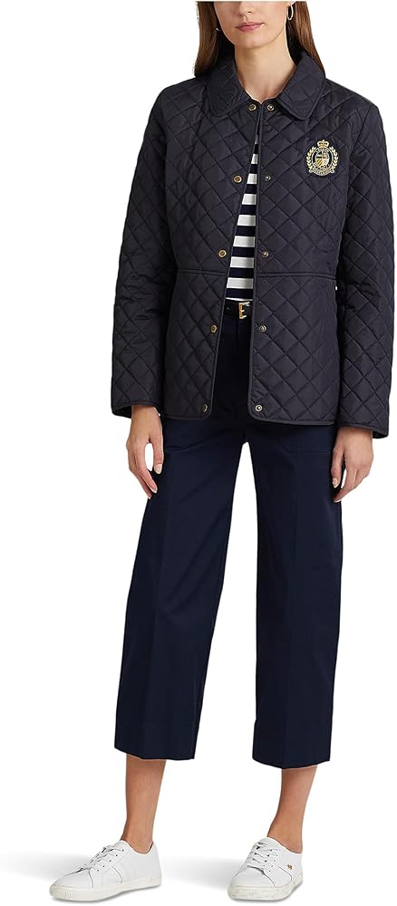 Lauren Ralph Lauren Womens Blazer Quilt W Crest Dark Navy Medium