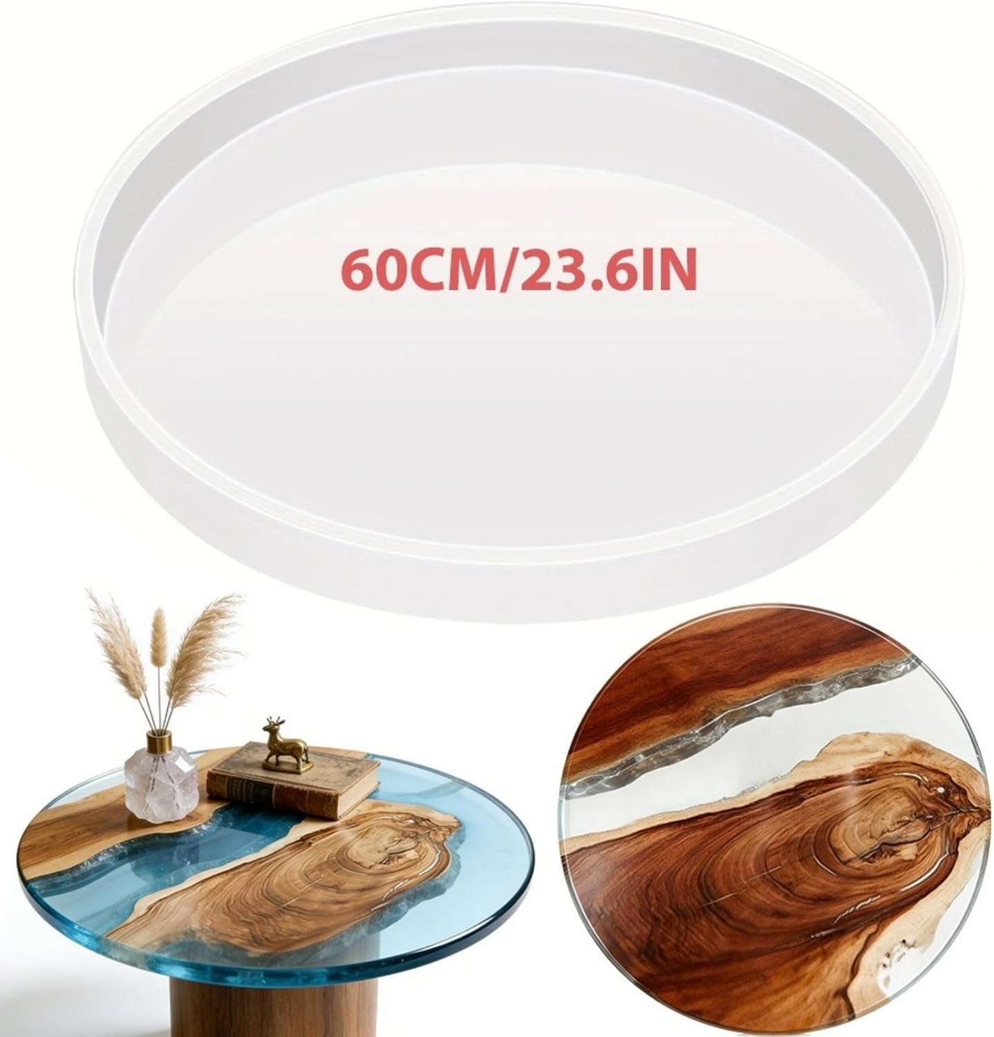 Extra Large Round Table Resin Mold, 24 inch Resin Mold for River Table, Desk Decor, Coasters, Cutting Board, Reusable Silicone Mold,DIY Resin Art