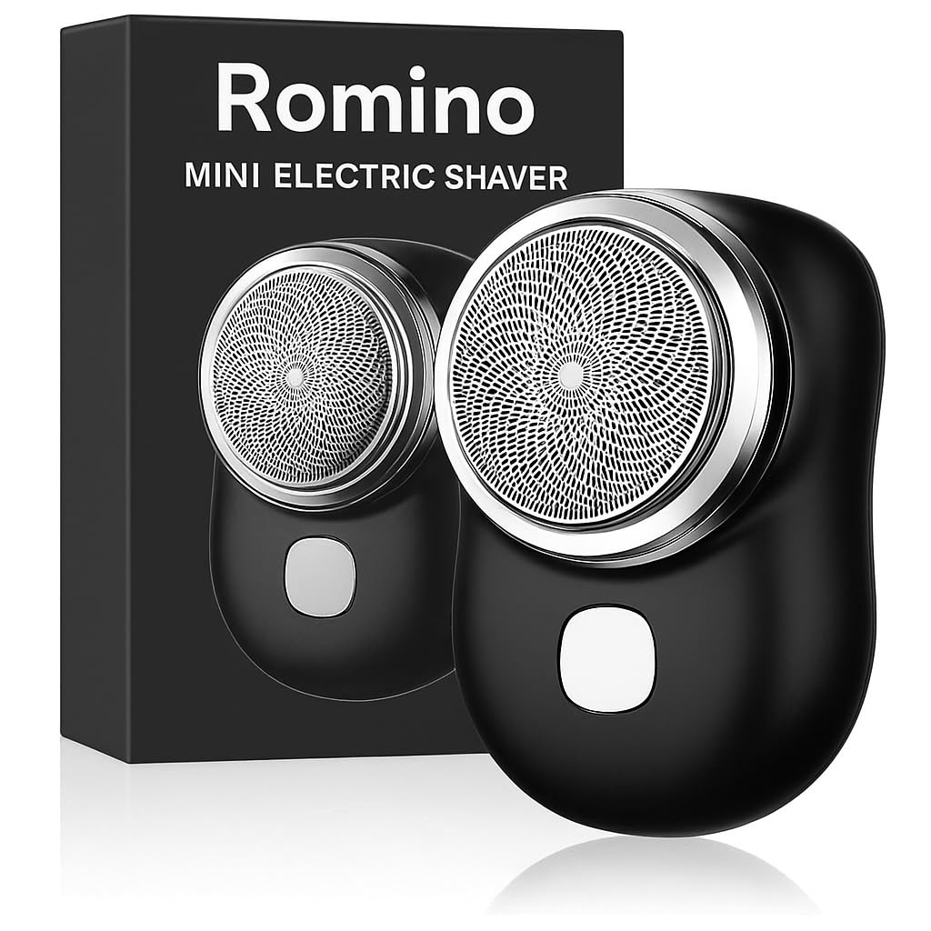 ROMINO Mini Electric Shaver for Man, Portable Shaving Machine for Man, Pocket Size Clean Shave Trimmer for Men, Foil Shaver for Men, Type-C Fast Charging, Wet and Dry Use for Home, Travel, Outdoor;
