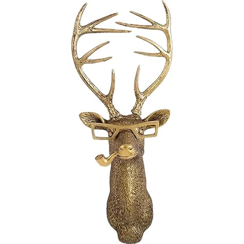 UITWMKTG Animal Head Wall Decor Gold Wall Sculpture Home Decor Statue for Living Room Office Bedroom Modern Decor Figurine for Men Women Boys Girls Deer