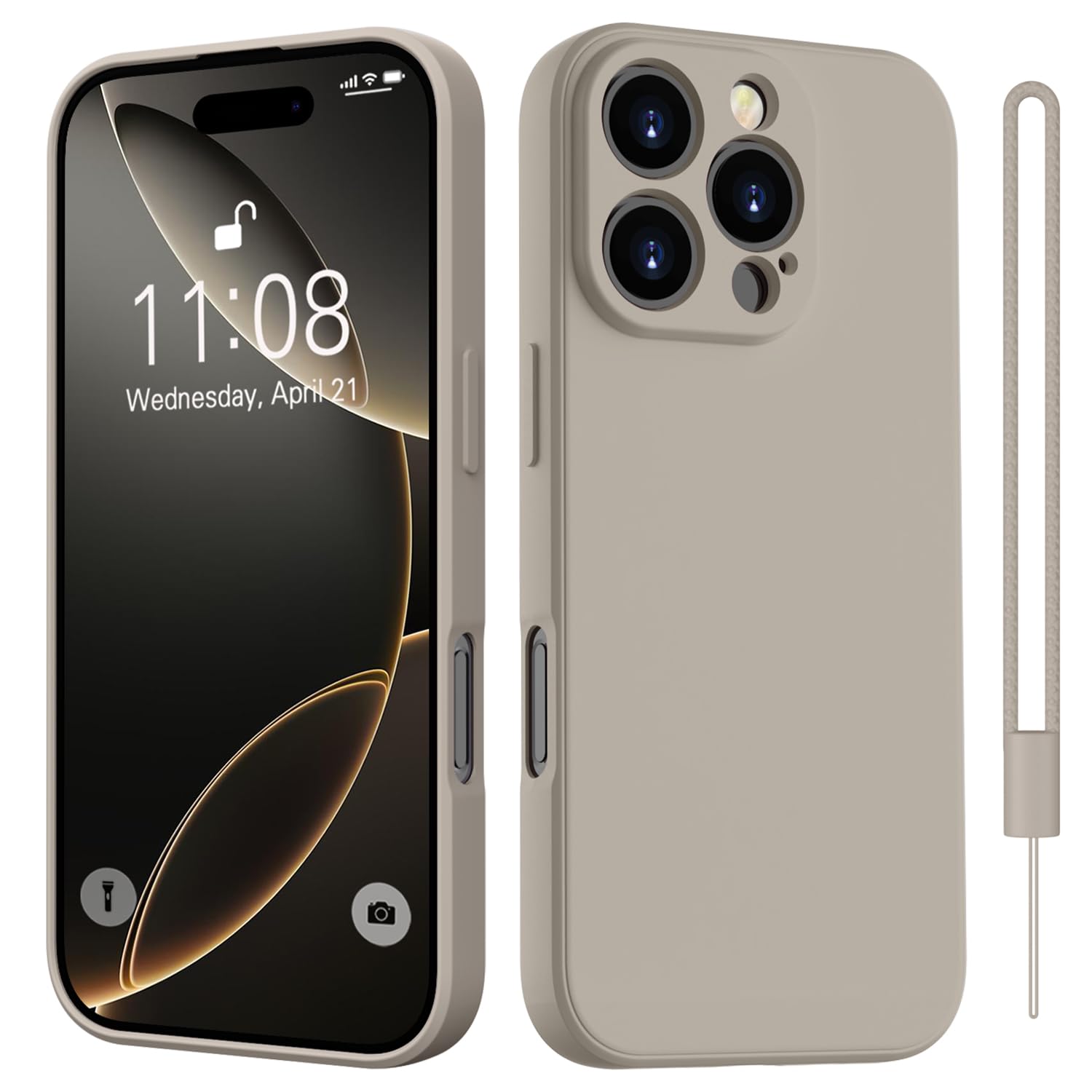 HGH für iPhone 16 Pro Hülle Silikon mit Lanyard, Handyhülle für iPhone 16 Pro Dünn Rundumschutz mit Microfiber-Innenfutter Kratzfest Schutzhülle Case Hülle 6.3