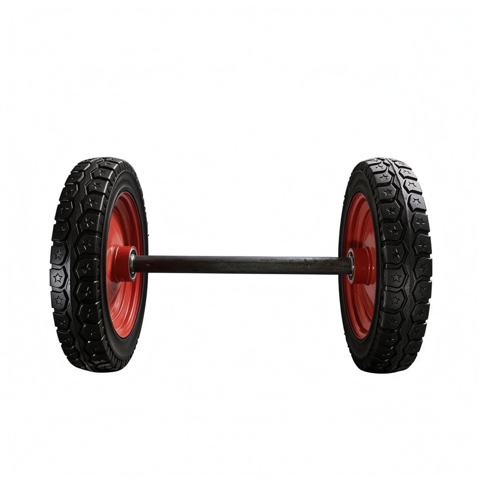 Rueda de Goma Sólida para Remolque Conjunto Llanta Eje Neumático con Goma de Alta Densidad y Marcha Estable Cubo de Acero Rojo Adecuada para, Eje De 50 Cm