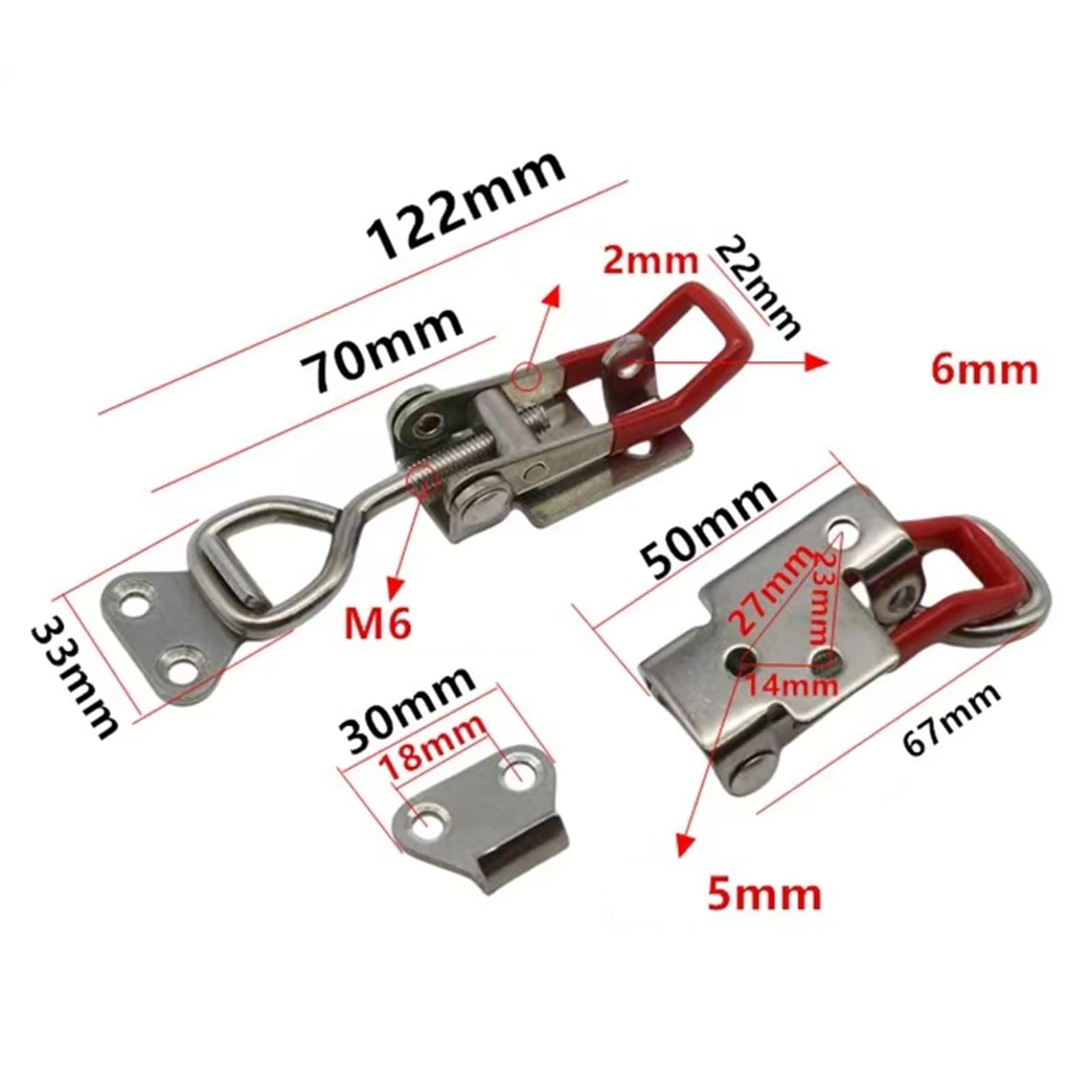 3PCS Adjustable Toggle Clamp,Toggle Latch Lockable,Quick Release Pull Latch Tools,Stainless Steel Toggle Clamp for Door Cabinet Box Case,122MM - Image 2