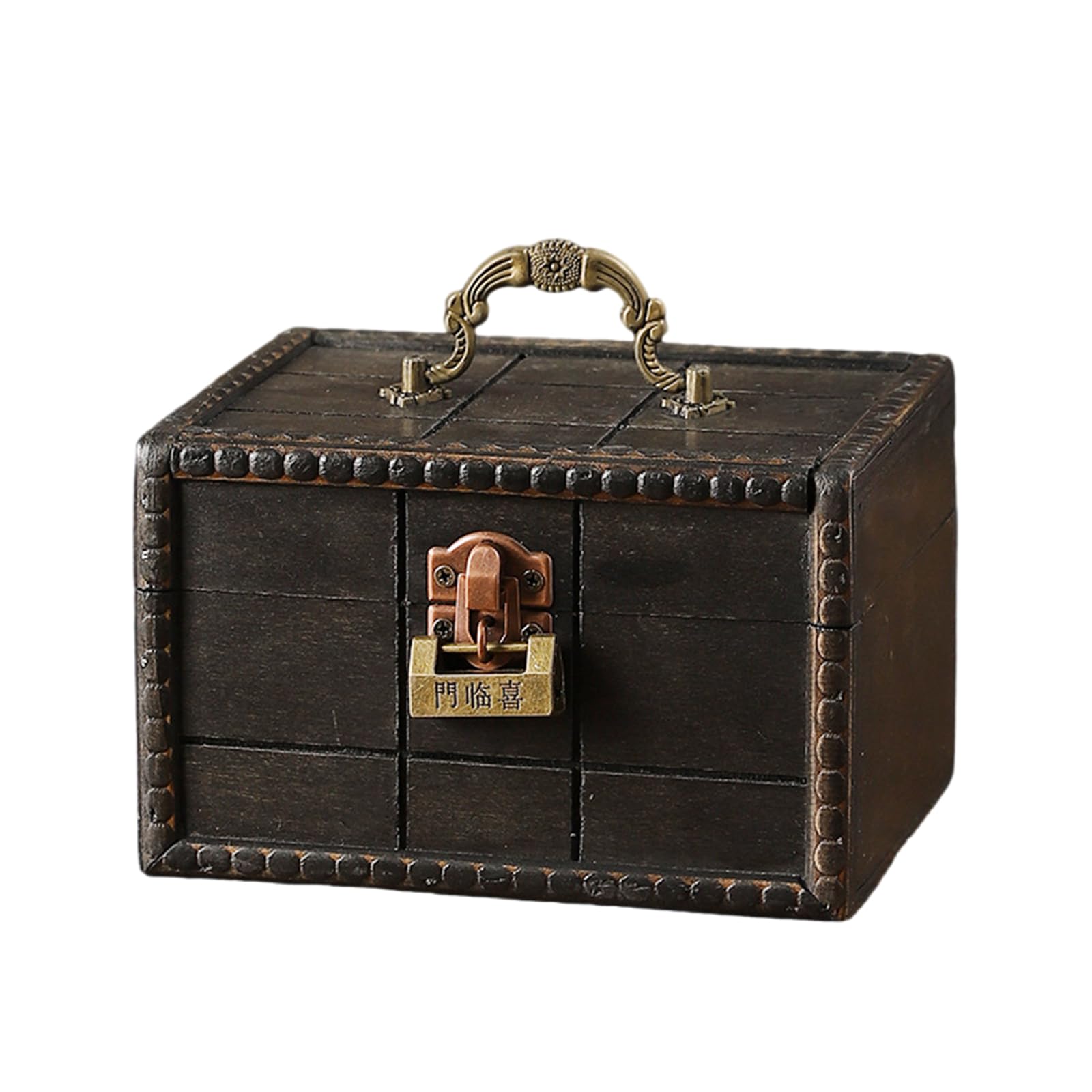 HDOYTXXM Antique Styles Handled Wooden Chests Home Storage Organizers Bucolic Keepsakes Box for Keepsakes Supplies Vintage Jewelry Storage