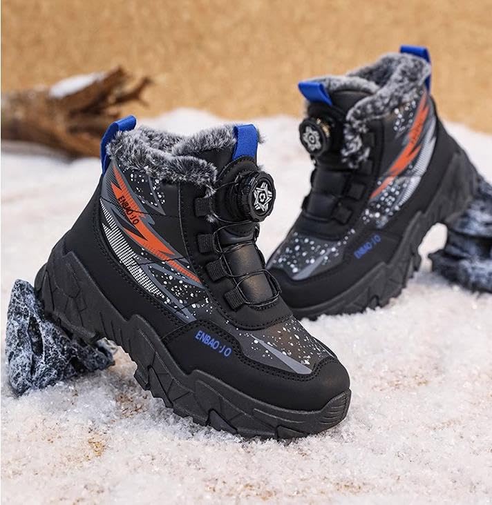 Kids/Girls/Boys Winter Warm Hiking Snow Boots Outdoor Insulated Fur Lined Waterproof Ankle Shoes Winter fleece sneakers3