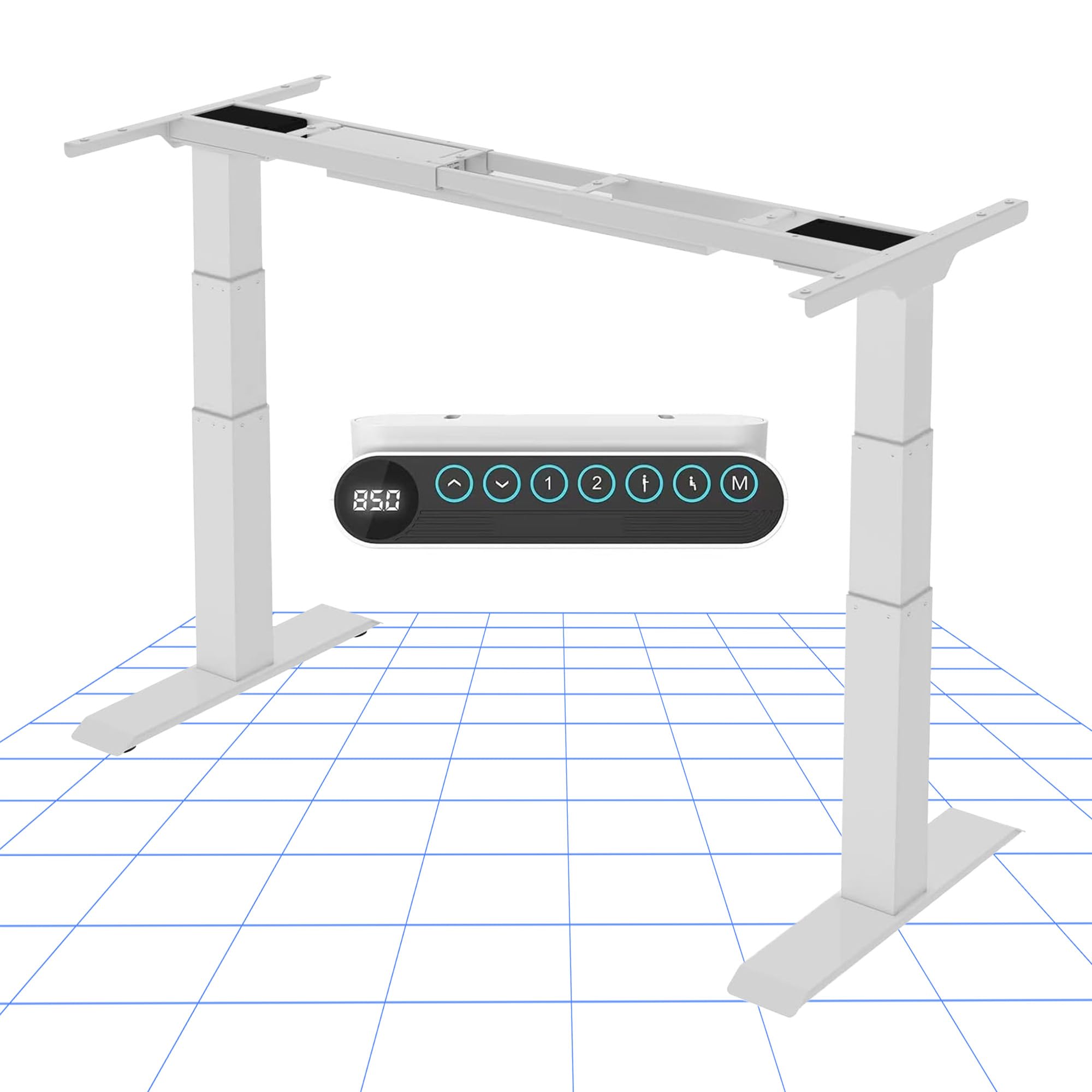 FLEXISPOT E6 Marco de Escritorio de Pie con Altura Ajustable Eléctrica con Sistema anticolisió, Escritorio de Pie de Acero Sólido con Tecla de Memoria Automática Inteligente (Blanco)