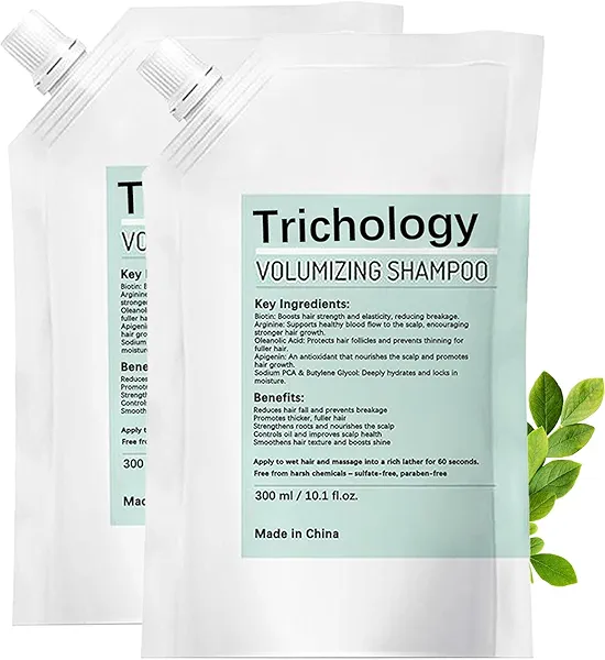 Trichology Shampoo | Anti-Hair Fall & Less Shedding & Volumizing Shampoo | Biotin, Arginine & Oleanolic Acid Strengthens Roots Promotes Hair Growth Oil Control & Scalp Nourishment 300ML (2PCS)