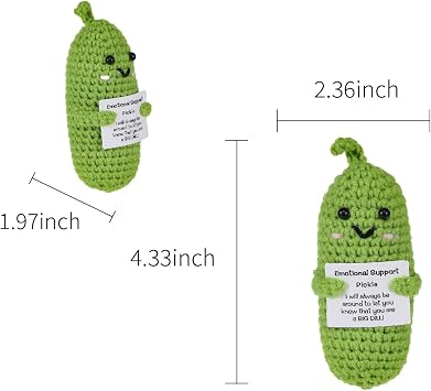 Letken Encouragement Pickle Plush Toys Positive Crochet Animals Gifts Encouragement Birthday Gifts, Christmas Stocking Stuffers (Support Pickle)