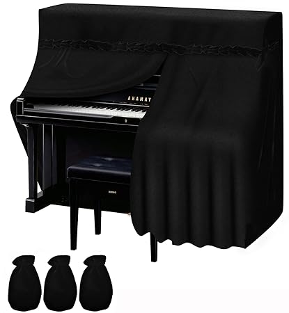 TINDTOP Upright Piano Cover, Full Cover Piano Cover Dustproof Moistureproof Piano Cover Fits Standard Size Piano Cover (Velvet)