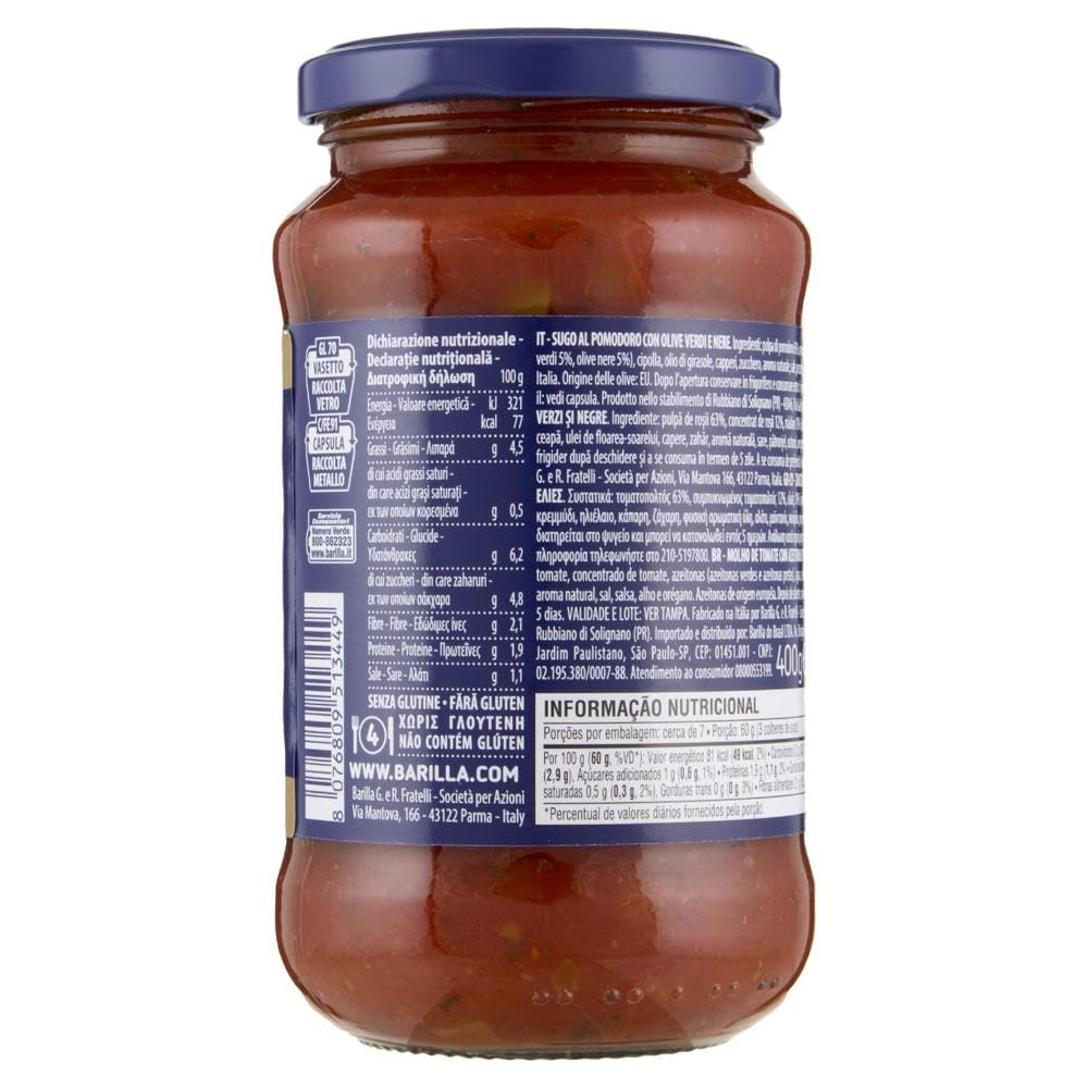 Italian Gourmet sugo alle Olive Mediterranee Pasta Sauce Tomaten 12 x 400g | Ricetta pronta con verdi e nere, fruchtig mediterran ohne, Gesamtnettogewicht 4,8 kg + Kostenlos Polpa 400g