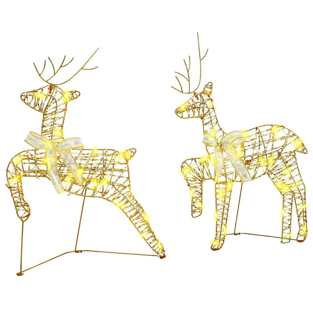 vidaXL LED Rentiere mit 40 LEDs 7 pcs Gold PET, Wohnzimmer, Art Deco Weihnachtsdeko, LED Rentier Ornament, festliche Lichter, Innendekoration