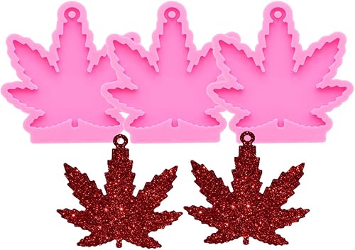 Miniatura 3 de Molde de silicona para llavero de marihuana, moldes de resina epoxi de cáñamo con 10 piezas de llavero (DY0156+DY0156+DY0156+PJ)