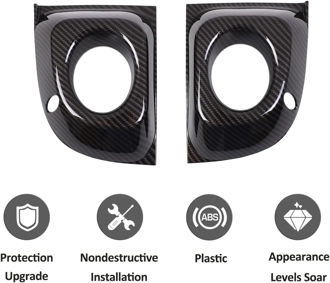 ABS Car Front Fog Light Frame Lamp Ring Cover Trim for Fiat 500 2011 2012 2013 2014 2015 Exterior Decoration Fog Lamp Frame Trim Accessories 2pcs (Carbon Fiber)