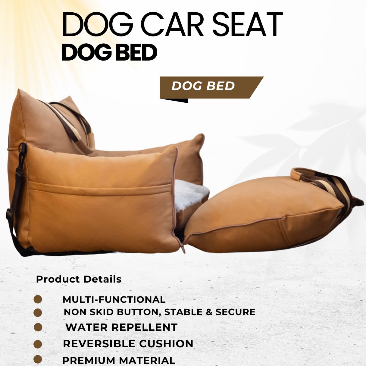 Dog Car Seat - Small Dogs Waterproof Booster Clip-on Harness And Thick Memory Foam Padding Pet Travel Bed Small Dog Car Seat Cover (Black, Small
